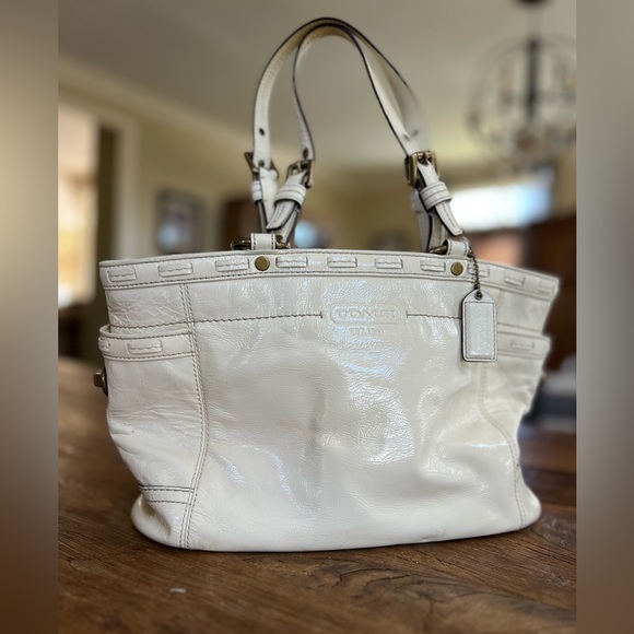 🌸Coach Patent Leather Satchel Shoulder Bag Cream A0873-11500🌸 - Picture 5 of 12